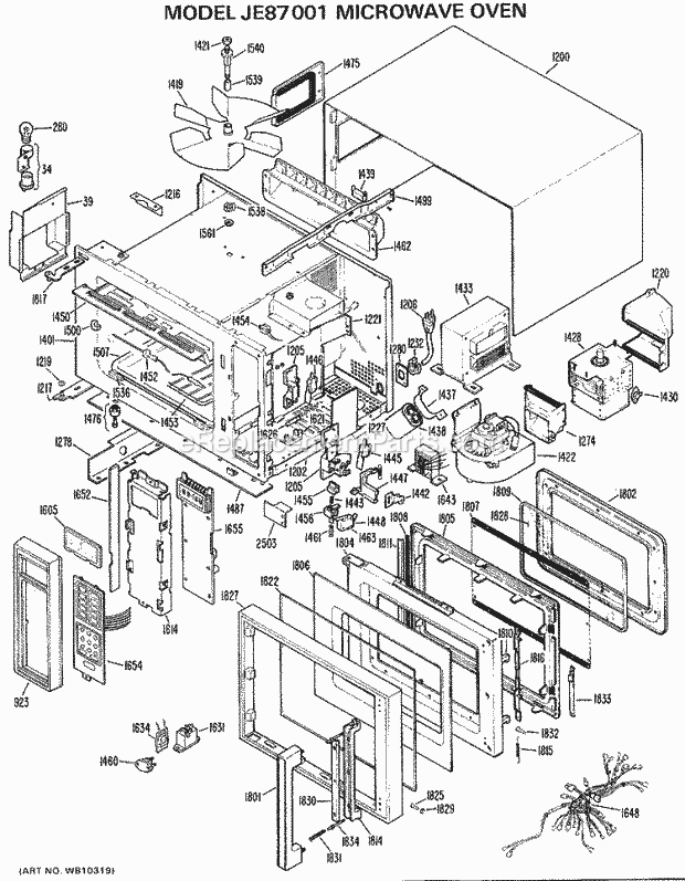 GE JE87001 Microwave Oven Diagram