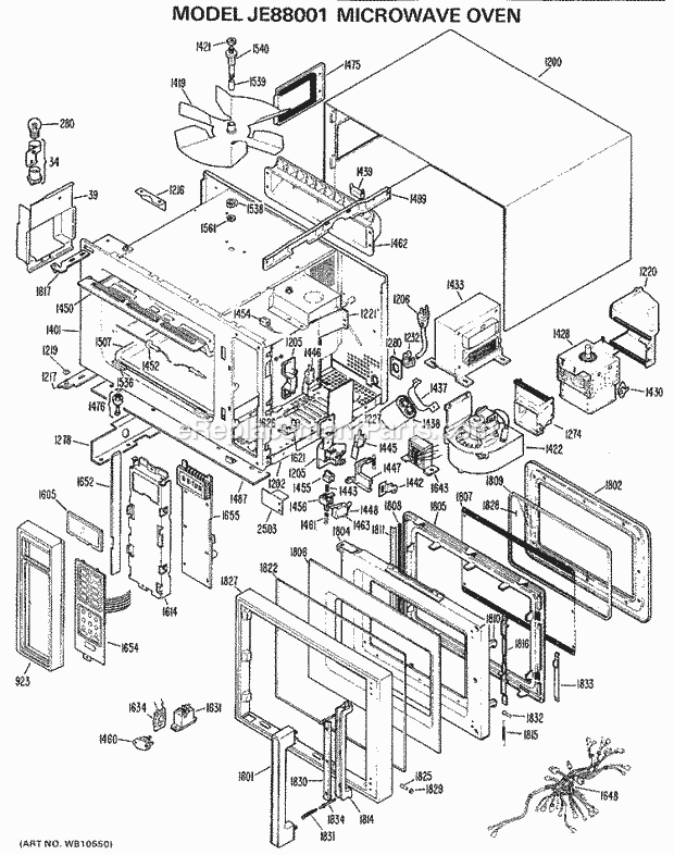 GE JE88001 Microwave Oven Diagram