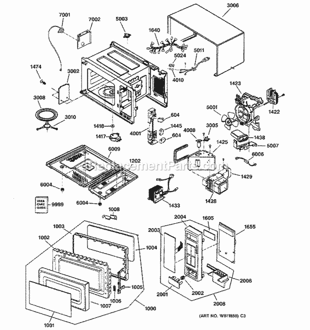 GE JES1351WB002 Counter Top Microwave Microwave Parts Diagram