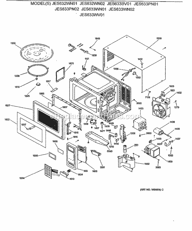 GE JES633WV01 Counter Top Microwave Section Diagram
