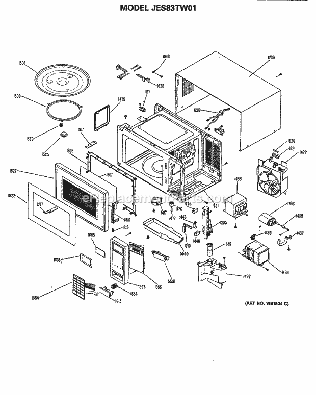 GE JES83TW01 Counter Top Microwave Section Diagram