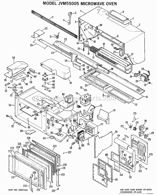 GE JVM55005 Hi-Low Range Microwave Oven Diagram