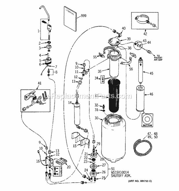 GE PNRV18ZCC Filtration-Rev Osmosis Water Filtration System Diagram
