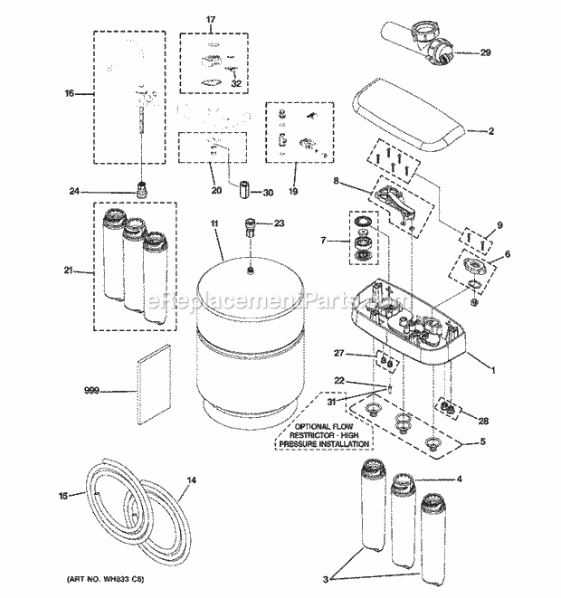 GE PXRQ15F00 Wh Filt Sys Water Filtration System Diagram