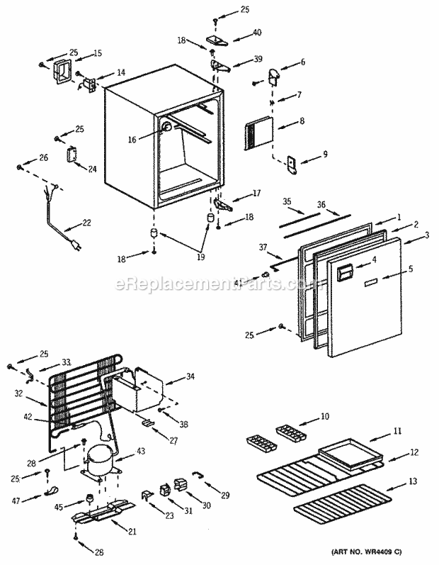 GE SC3SSARWG Refrigerator Section Diagram