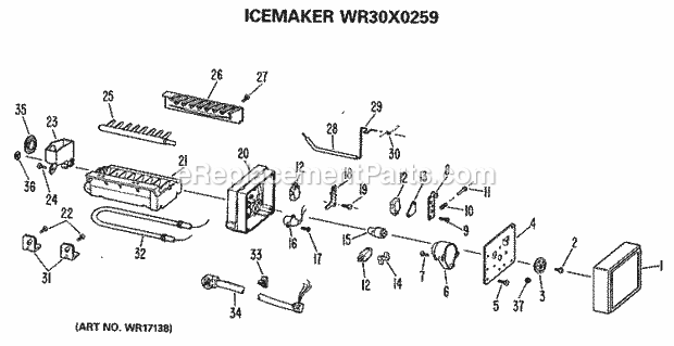 GE WR30X0259 Electric Range Icemaker Diagram
