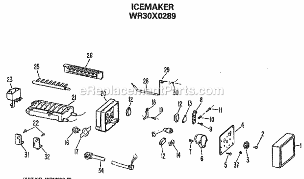 GE WR30X0289 Refrigerator Accessory Icemaker Diagram