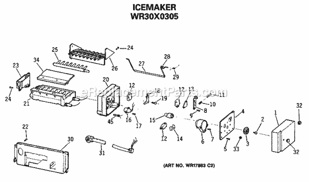 GE WR30X0305 Refrigerator Accessory Icemaker Diagram