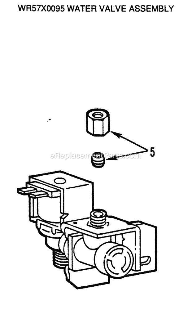 GE WR57X0095 Freezer Water Valve Assembly Diagram