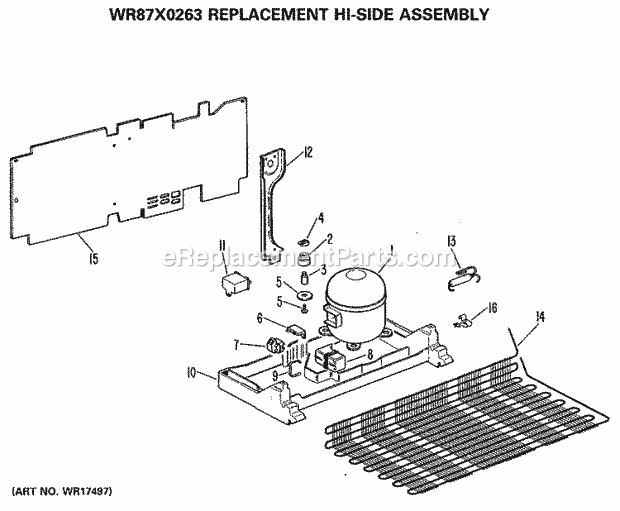 GE WR87X0263 Refrigerator Replacement Hi - Side Assembly Diagram