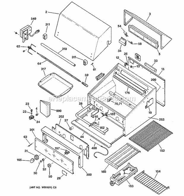 GE ZGG27N21CSS Gas Range Gas Grill Parts Diagram