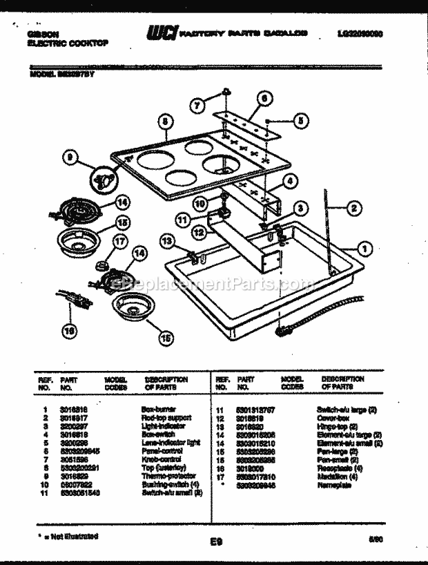 Gibson BE30B7BY Electric Electric Cooktop - Lg32090090 Cooktop Parts Diagram