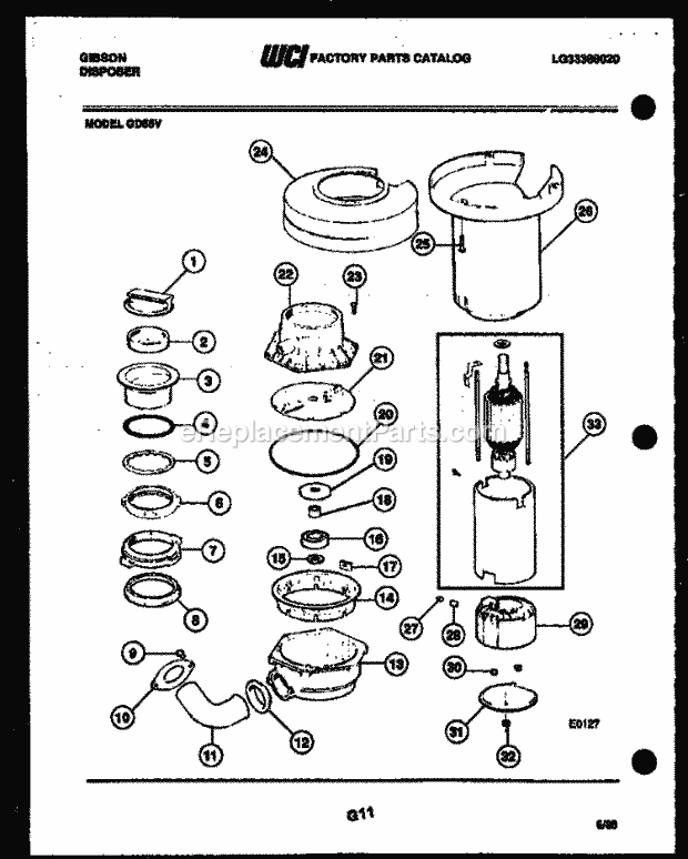 Gibson GD55V Disposer - Lg33388020 Disposer Body Parts Diagram