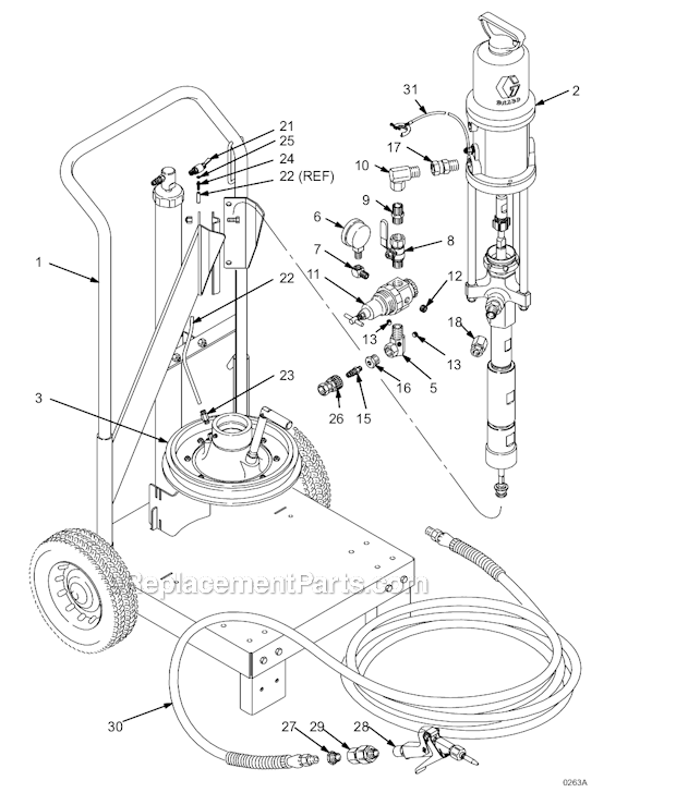 Graco 231-134 (Series A) Pneumatic Cart Mount Pump Page A Diagram
