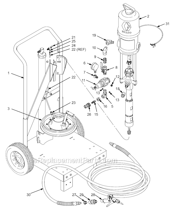 Graco 231-136 (Series A) Pneumatic Cart Mount Pump Page A Diagram