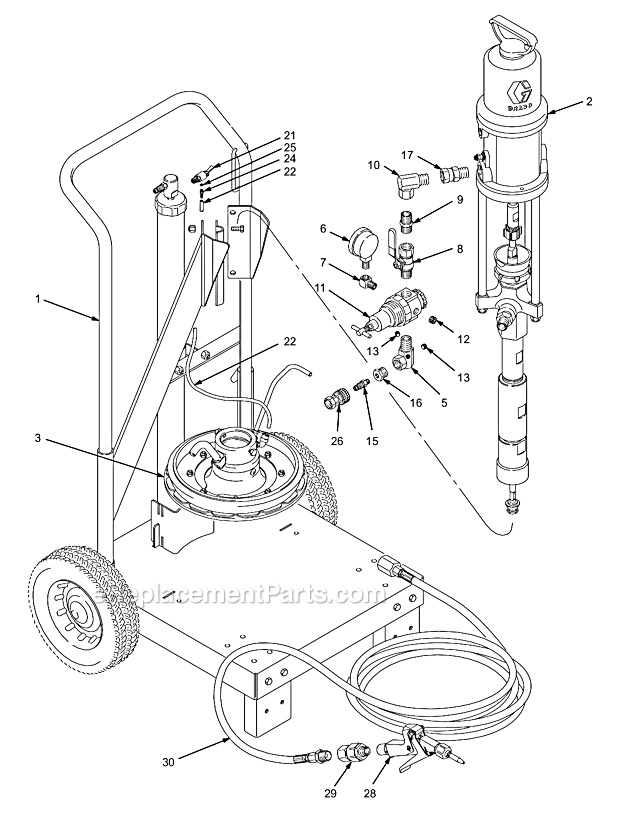 Graco 231-170 (Series A) Pneumatic Cart Mounted Pump Page A Diagram
