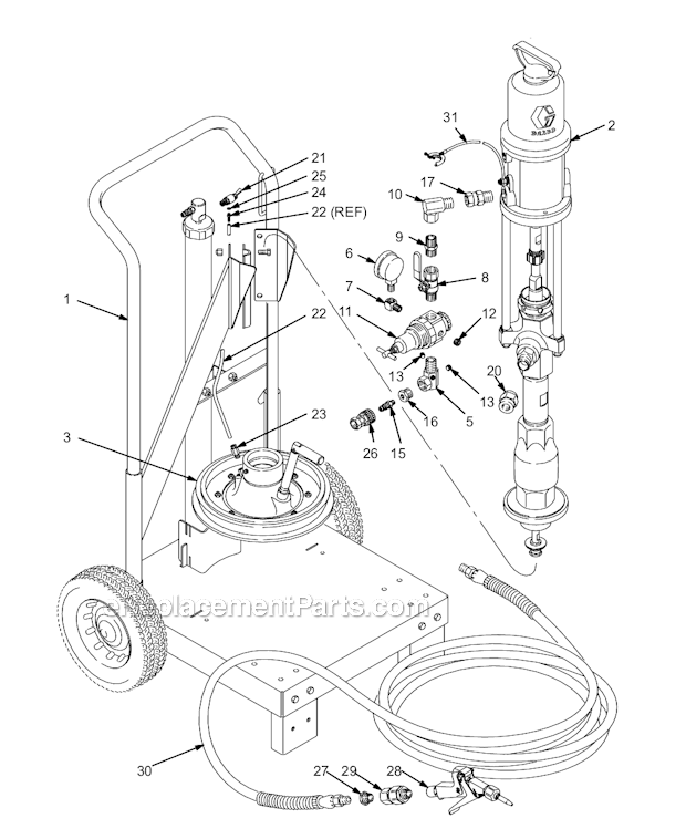 Graco 231-301 (Series A) Pneumatic Cart Mount Pump Page A Diagram