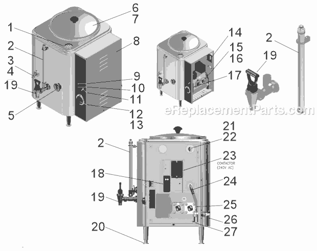 Grindmaster ME10E-N (240V) Automatic Hot Water Boiler Page A Diagram