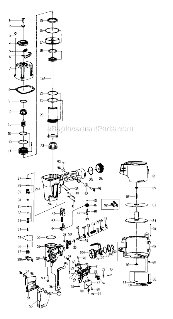 Grip-Rite GRTCS250 2-1/2 Coil Siding Nailer Page A Diagram