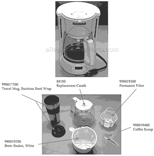 Hamilton Beach D45020W (A-C) Coffeemaker Page A Diagram