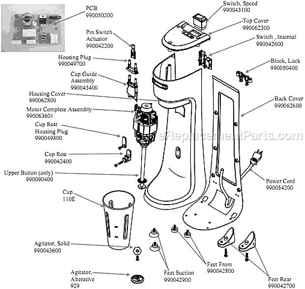 Hamilton Beach HMD200-CE (B) Drink Mixer Page A Diagram