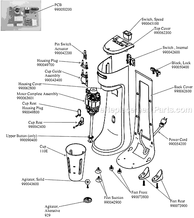 Hamilton Beach HMD200-CE (C-F) Drink Mixer Page A Diagram