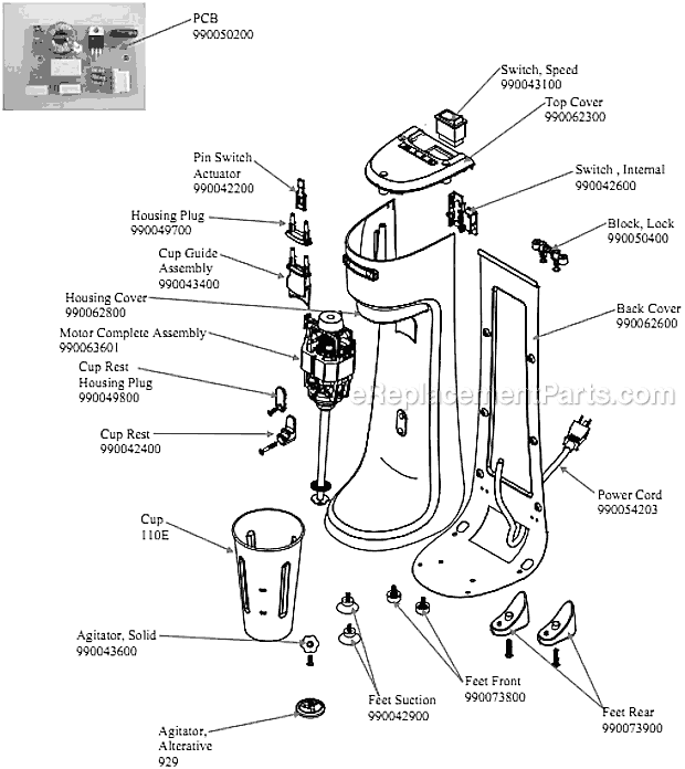 Hamilton Beach HMD200-SA (D-F) Drink Mixer Page A Diagram