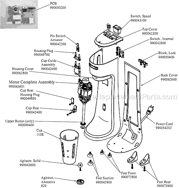 Hamilton Beach HMD200-UK (C-F) Drink Mixer Page A Diagram