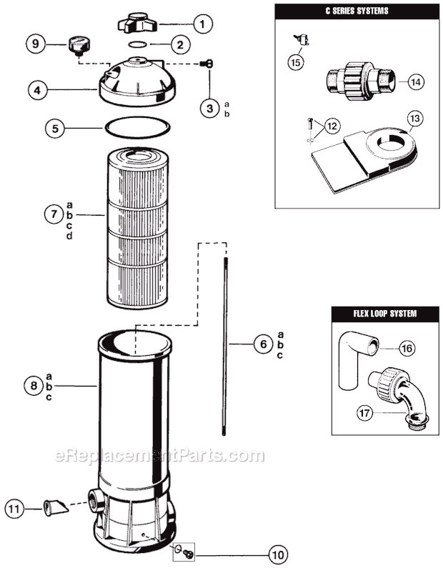 Hayward C100 (Star-Clear) Cartridge Filter Page A Diagram