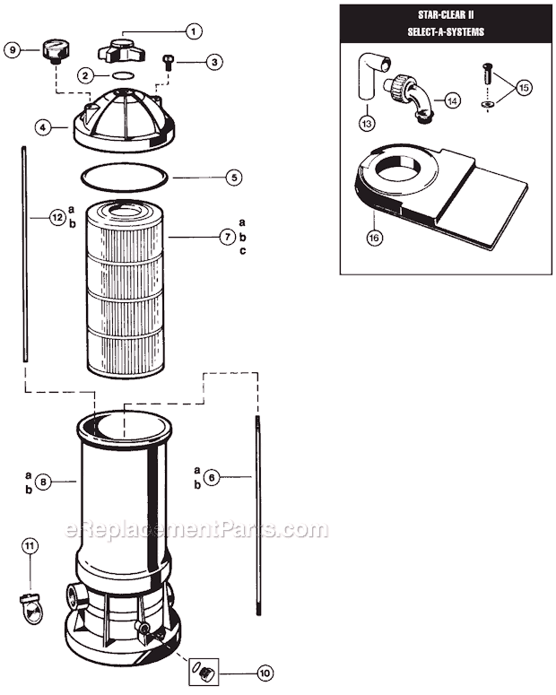 Hayward C1100 (Star-Clear II) Cartridge Filter Page A Diagram