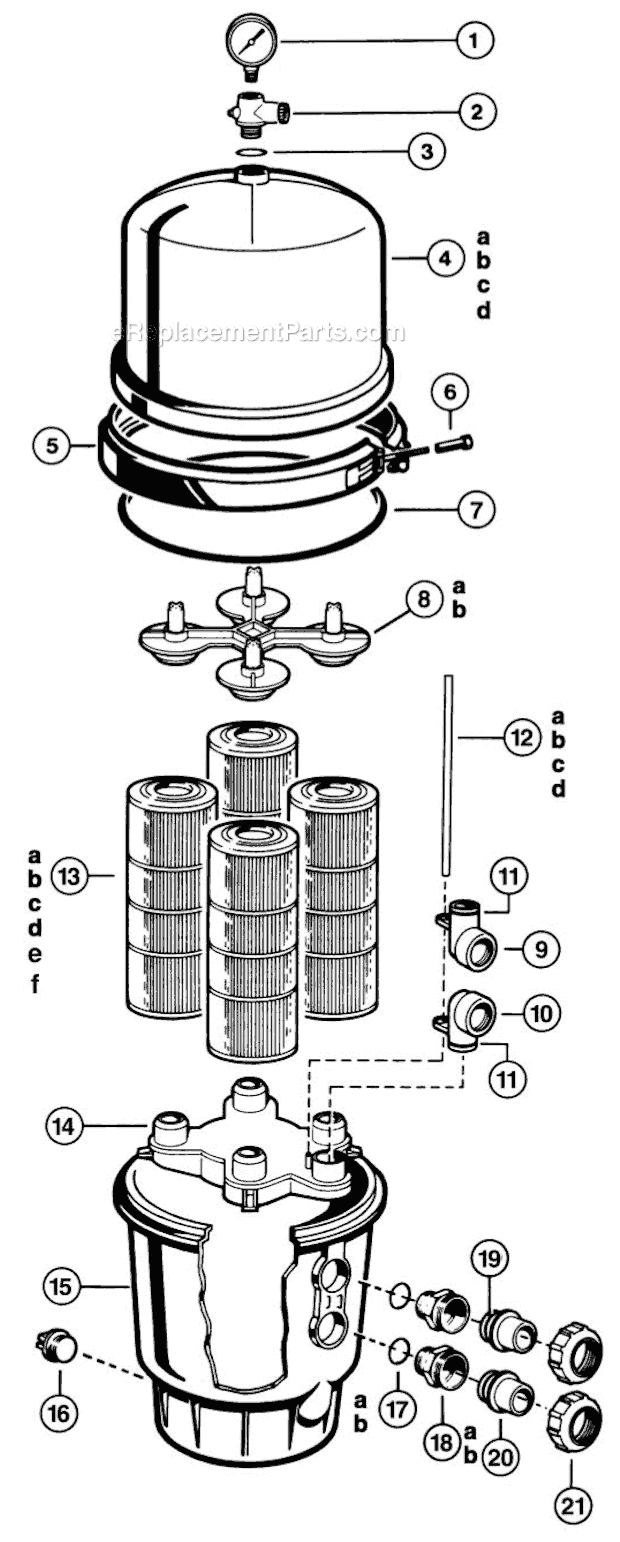Hayward C400 (Easy-Clear) Cartridge Filter Page A Diagram
