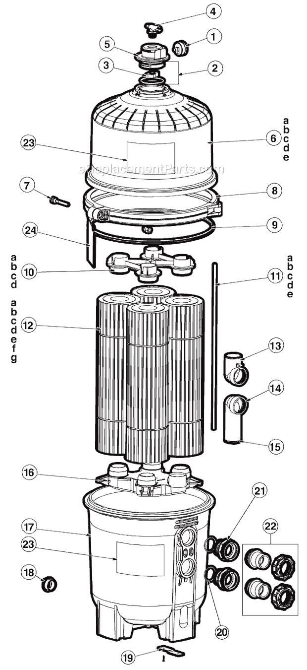 Hayward SWIMCLEAR (C4025) Cartridge Filter Page A Diagram