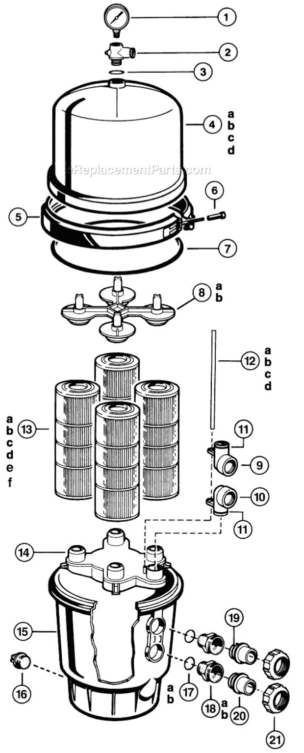 Hayward C4500 (Super Star-Clear) Cartridge Filter Page A Diagram