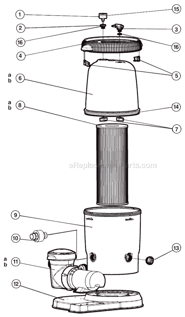 Hayward CC1500 (XStream Filtration Series) Cartridge Filter Page A Diagram