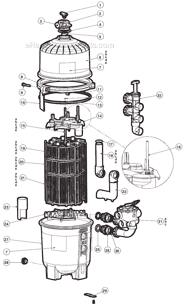 Hayward DE6020 (Pro-Grid) Virtical Grid D.E. Filter Page A Diagram