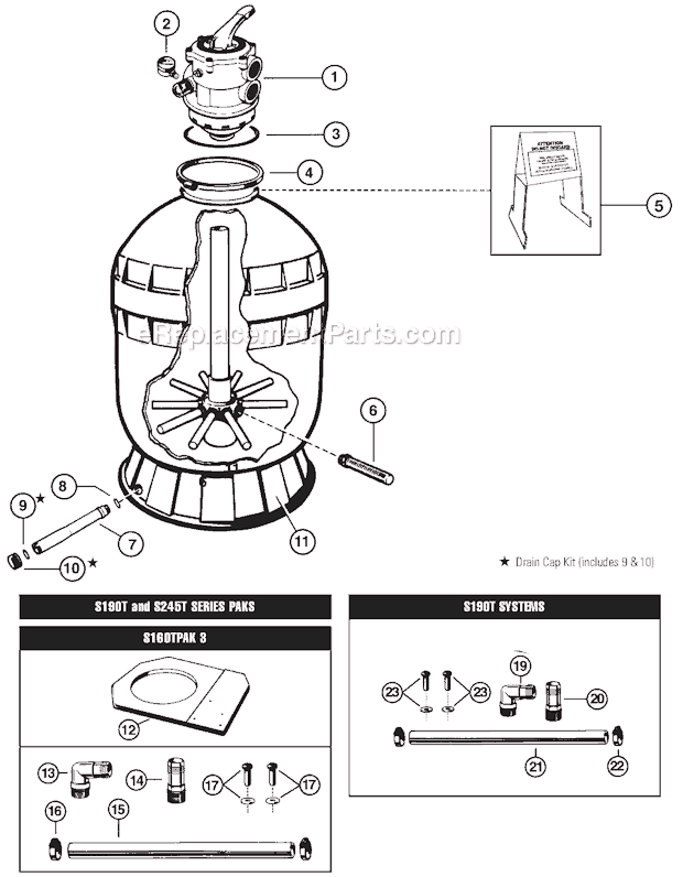 Hayward S190T Sand Filter Page A Diagram