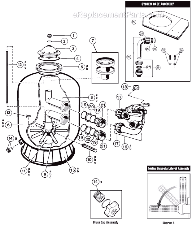 Hayward Pro Series Side Mount PROSERIESSM (S210S) Sand Filter Page A Diagram