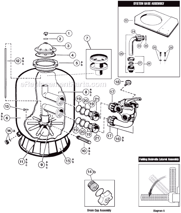 Hayward S244S (Pro Series Side Mount) Sand Filter Page A Diagram
