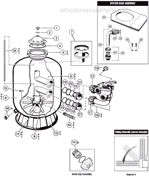 Hayward Pro Series Side Mount PROSERIESSM (S310S) Sand Filter Page A Diagram