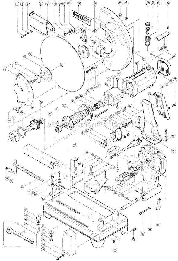 Metabo HPT (Hitachi) CC12 12" Cut-Off Machine Page A Diagram