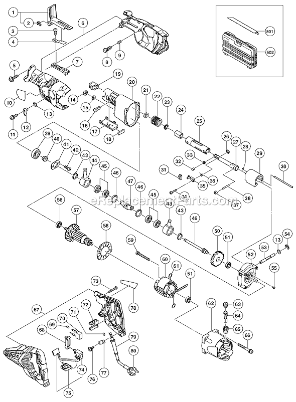 Metabo HPT (Hitachi) CR13VBY 12 Amp Low Vibration UVP Reciprocating Saw Page A Diagram