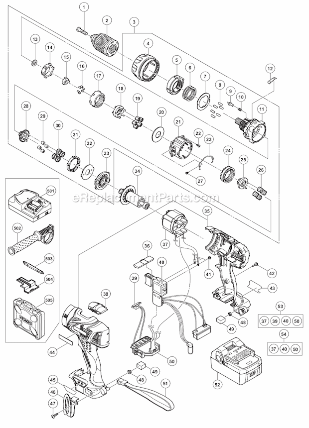 Metabo HPT (Hitachi) DS18DBL Cordless Driver Drill Page A Diagram