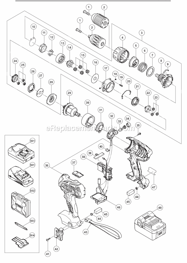 Metabo HPT (Hitachi) DS18DSAL Cordless Driver Drill Page A Diagram