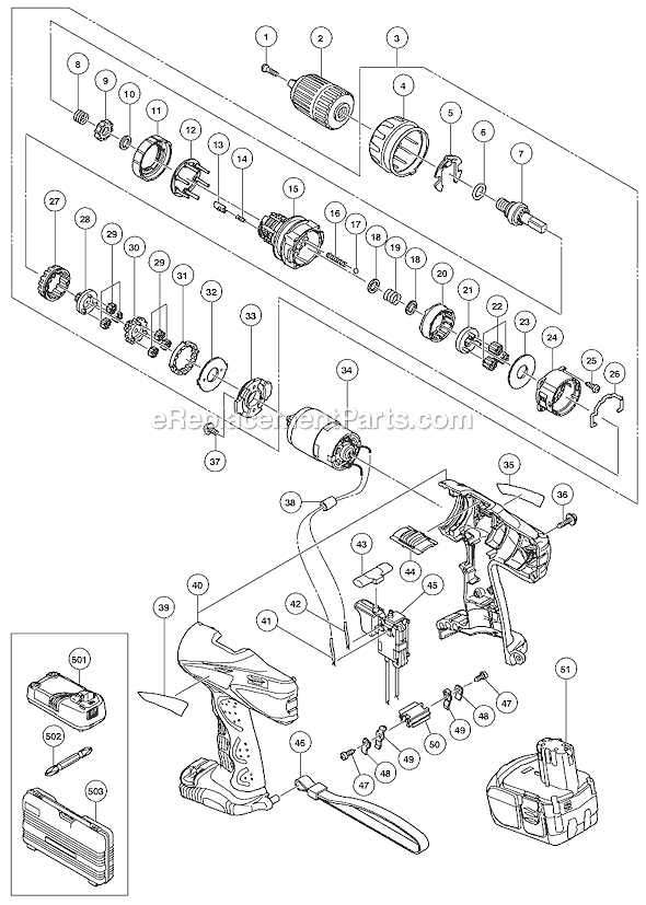 Metabo HPT (Hitachi) DV18DCL 18V 1.5Ah Lithium Ion Hammer Drill Page A Diagram