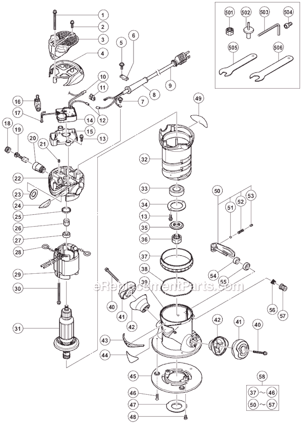 Metabo HPT (Hitachi) M12VC 2-1/4HP Variable Speed Fixed Base Router Page A Diagram