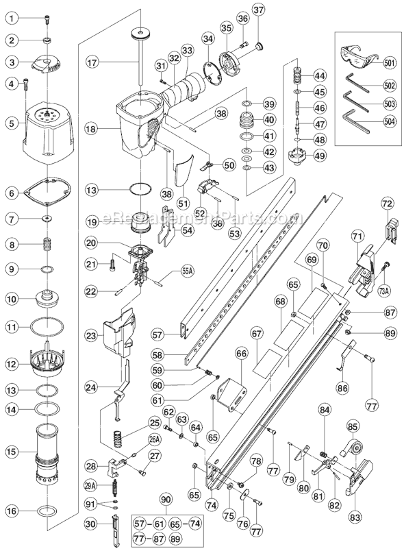 Metabo HPT (Hitachi) NR65AK(S) Short Magazine Strap-Tite Fastening System Page A Diagram