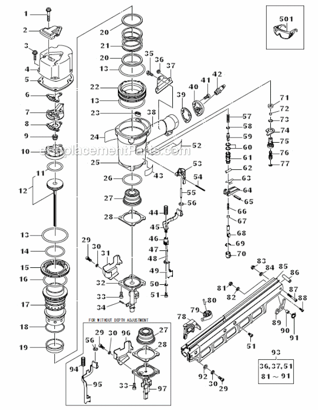 Metabo HPT (Hitachi) NR83A3S Strip Nailer Page A Diagram