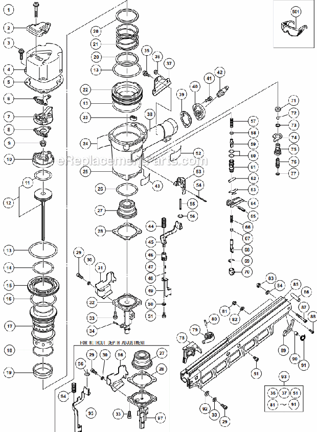 Metabo HPT (Hitachi) NR83A3 Strip Nailer Page A Diagram