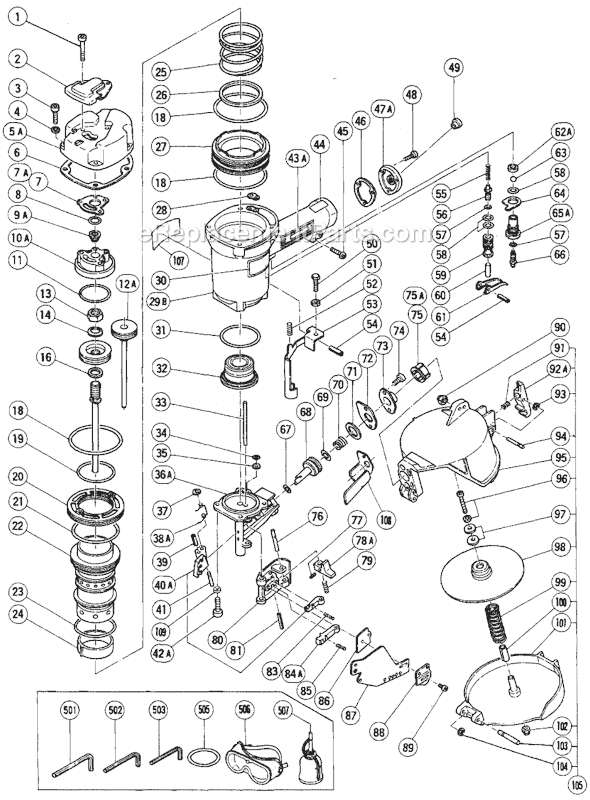 Metabo HPT (Hitachi) NV65AC Coil Pallet Nailer Page A Diagram