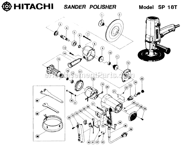 Metabo HPT (Hitachi) SP18T Sander Polisher Page A Diagram